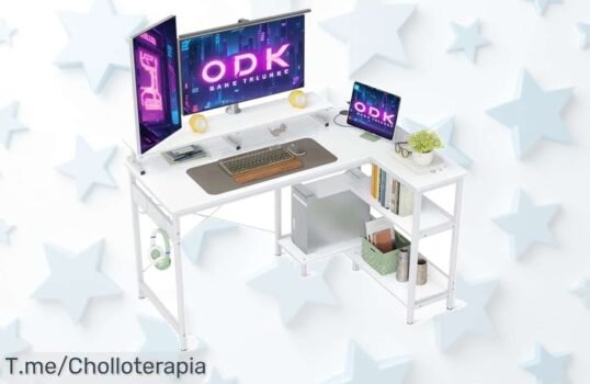 Escritorio en L reversible con estantes extra diseño inteligente precio loco para organizar tu espacio chollazo limitado aprovecha este ofertón descuento brutal nunca visto