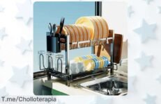 Escurridor de platos yexati 2 niveles súper capacidad con organizador utensilios precio loco descuento brutal nunca visto no pierdas este super chollo limitado existencias actúa ya