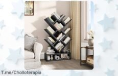 Estantería árbol con cajón y correas antivuelco diseño súper cool aguanta todo sin miedo precio loco nunca visto aprovecha este super chollo antes que se acabe