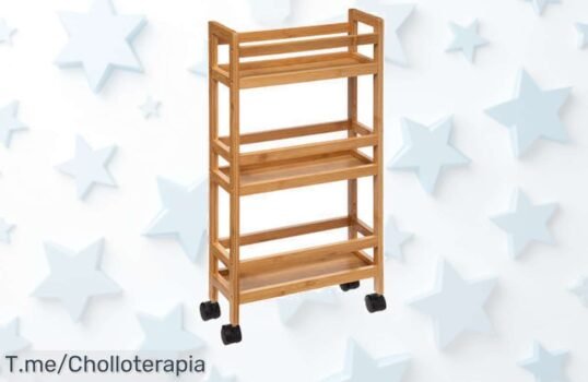 Estantería móvil de bambú con ruedas diseño práctico para ordenar fácil y rápido aprovecha este ofertón nunca visto con descuento brutal precio loco compra ya es limitada