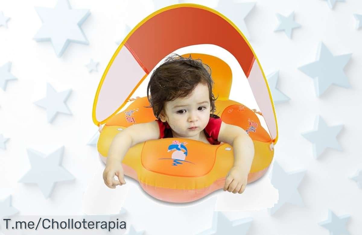 Flotador bebé con toldo y súper protección UPF 50+ precio loco que cuida a tu peque en piscina aprovecha este descuentazo único corre ya