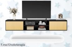 Flycity mesa TV suspendida 180 cm con puertas que se cierran solas y súper silenciosas diseño moderno sin cables a la vista precio loco en oferta limitada ¡no dejes pasar este super chollo!