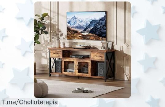 Flycity mueble TV industrial con soporte en X y puertas de malla que dejan pasar la señal precio loco único corre que vuelan este ofertón de descuento brutal nunca visto actúa ya