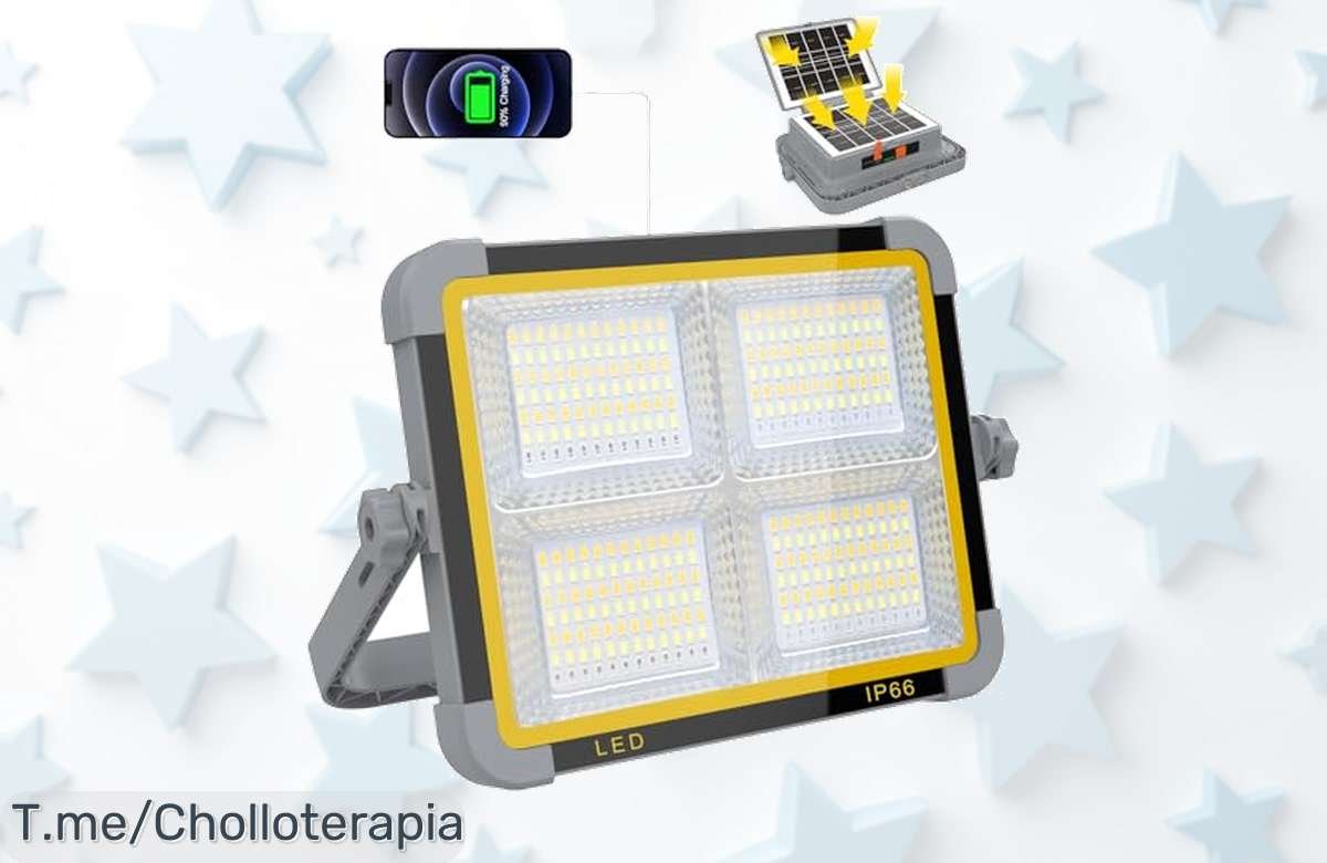 Foco LED recargable ERAY 150W con doble panel solar y batería gigante oferta única nunca vista precio loco descuento brutal super chollo compra ya no esperes más