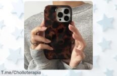 Funda ámbar retro con estampado leopardo para iPhone diseño láser único que protege y enamora aprovecha este ofertón con descuento brutal y precio loco ¡últimas unidades!