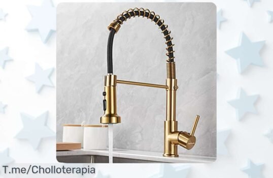 Grifo dorado SkyPanda con rociador extraíble y 3 modos chorro un ofertón único para tu baño aprovecha este precio loco de ganga solo hoy no esperes más