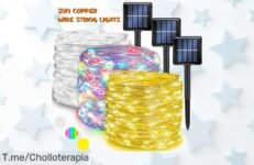Guirnaldas solares 32m con 300 LED RGB y 8 modos para la fiesta perfecta precio loco y descuento brutal nunca visto aprovecha este ofertón único ya