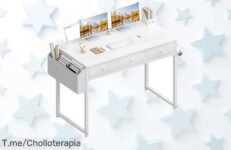 Hazte con el escritorio blanco de 40” con tres cajones precio loco y descuento brutal para ordenar tu espacio ya oferta nunca vista corre que sale volando