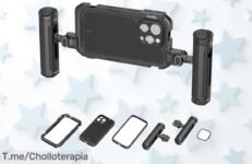 Jaula de video para iPhone 16 Pro Max con manija lateral y liberación rápida precio loco que mejora tu grabación al instante aprovecha este ofertón único con descuento brutal ya