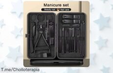 Juego de cortaúñas negro con piezas de acero inoxidable cuidado perfecto para tus uñas súper chollo con descuento brutal precio de ganga oferta nunca vista ¡aprovecha ya!