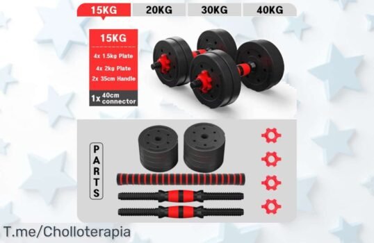 Juego de mancuernas ajustables con asa y barra para flexiones peso adaptable usa este super chollo para entrenar en casa antes que se acabe el ofertón nunca visto