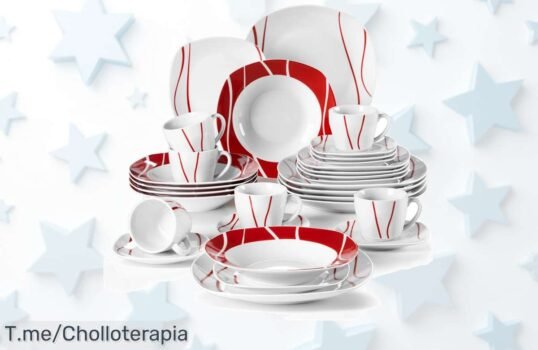 Juego de vajilla porcelana blanca marfil con rayas rojas 18 piezas malacasa un ofertón nunca visto precio loco y descuento brutal para ti actúa ya oferta limitada