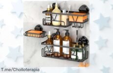 Kegii estantería baño con ventosas ultra fuertes sin taladro lo mejor para organizar fácil y rápido oferta brutal precio loco única corre antes que vuele