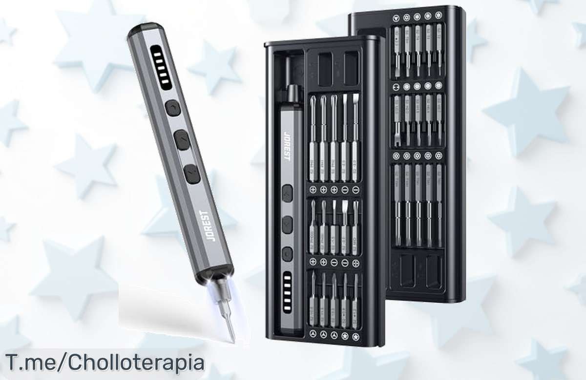 Kit destornillador eléctrico 38 en 1 con luz LED y carga USB rápido el ofertón nunca visto que hace tu vida fácil aprovecha este super chollo al precio loco ¡corre antes que se agote!