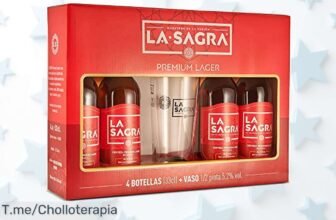 La Sagra pack 4 cervezas con vaso regalo sabor suave y aroma único un super chollo de precio loco que no puedes dejar pasar aprovecha este ofertón limitado ya