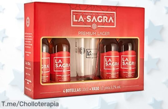 La Sagra pack 4 cervezas con vaso regalo sabor suave y aroma único un super chollo de precio loco que no puedes dejar pasar aprovecha este ofertón limitado ya