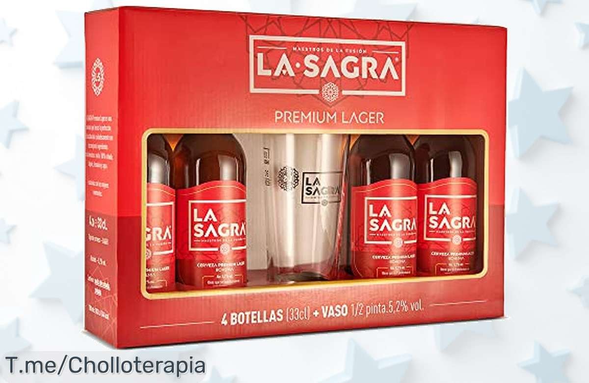 La Sagra pack 4 cervezas con vaso regalo sabor suave y aroma único un super chollo de precio loco que no puedes dejar pasar aprovecha este ofertón limitado ya