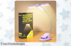 Lámpara de lectura tricabezal con brillo ajustable y batería recargable un ofertón de precio loco para disfrutar sin parar compra ya antes que se agote este descuento brutal