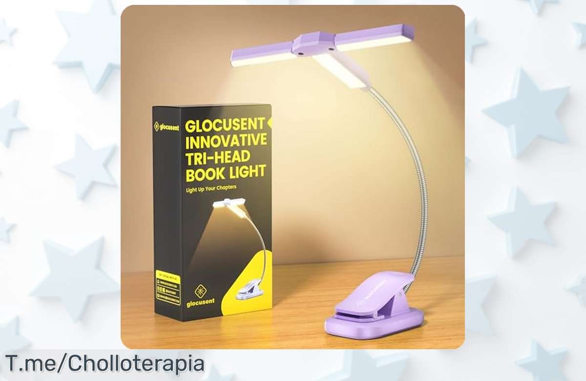 Lámpara de lectura tricabezal con brillo ajustable y batería recargable un ofertón de precio loco para disfrutar sin parar compra ya antes que se agote este descuento brutal