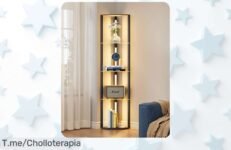 Lámpara de pie regulable con estantes y postes giratorios 360 grados super chollo luz ajustable para cada momento no pierdas este ofertón precio loco por tiempo limitado