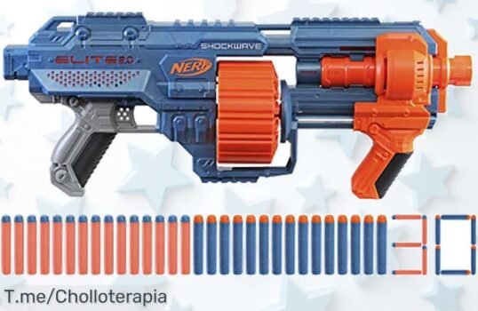 Lanzador Nerf Elite 20 Shockwave con 30 dardos y tiros a 27 metros precio de ganga imperdible para batallas épicas aprovecha este ofertón único antes que acabe