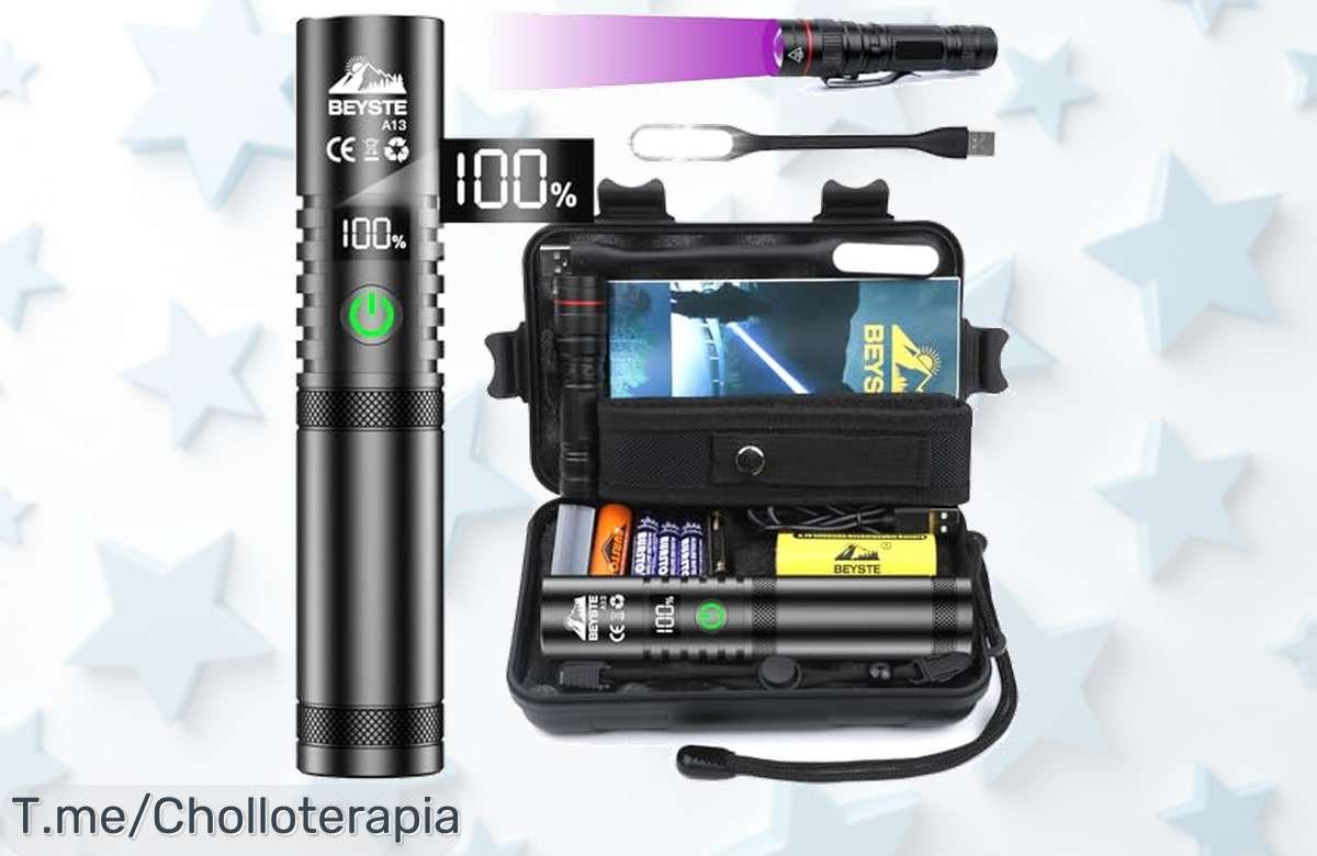 Linterna BEYSTE súper potente que alumbra hasta 1000m con carga USB rápida y modo táctico disfruta de este ofertón nunca visto con precio loco por tiempo limitado actúa ya