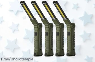 Linterna Coquimbo 4 piezas con base magnética y gancho descubre su luz en 5 modos giratorios perfecto para talleres o camping aprovecha este super chollo jamás visto urgente compra ya