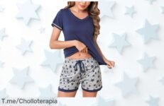 Litherday pijama mujer verano azul marino con estrellas bolsillos y cordón experiencia máxima comodidad a precio loco aprovechalo ya es un ofertón limitado