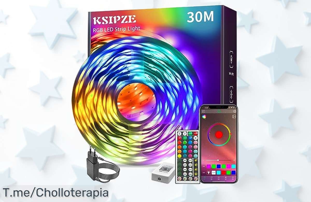 Luce tu habitación con luces led RGB que siguen tu música y controlas fácil desde el móvil precio loco solo hoy este ofertón con descuento brutal no vuelve¡aprovecha ya!