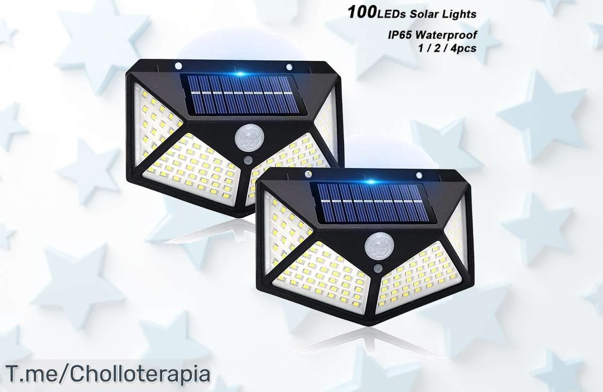 Luces solares con 100 led y sensor de movimiento para tu jardín un super chollo con descuento brutal que no volverás a ver aprovecha esta oferta única ya