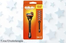 Maquinilla Gillette Fusion 5 con 5 recambios en un ofertón nunca visto precio de ganga y corte perfecto aprovecha este descuento brutal antes que se agote