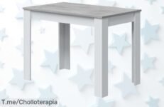 Mesa auxiliar Cloe con diseño moderno en blanco Artik y cemento super chollo con precio loco y descuento brutal nunca visto oferta limitada corre que vuelan unidades