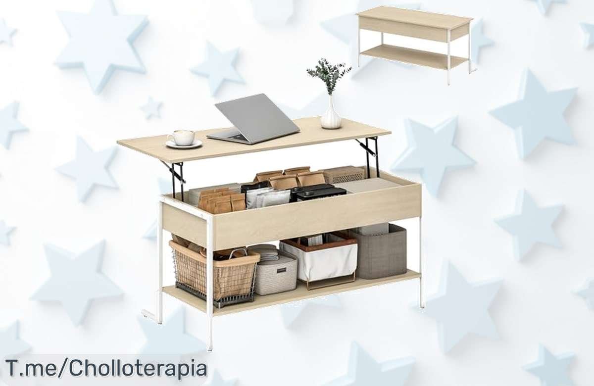 Mesa de centro elevable con espacio secreto y cierre suave precio loco solo hoy un super chollo para transformar tu salón no pierdas este ofertón limitado compra ya