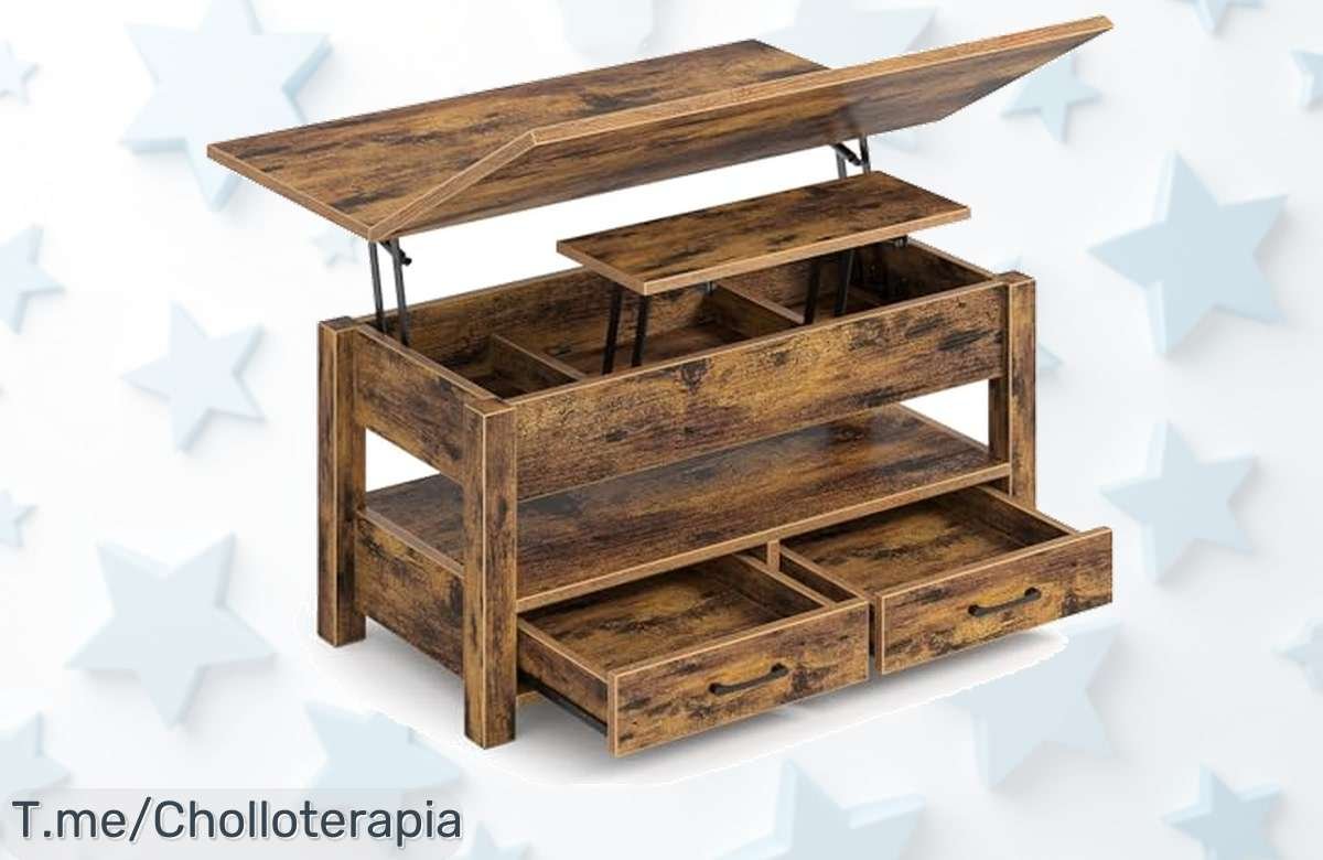 Mesa elevable Rolanstar con compartimento secreto y cajón levanta sin ruido aprovecha este super chollo con descuento brutal y precio de ganga oferta limitada actúa ya