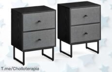 Mesitas de noche Vasagle con dos cajones resistentes y mucho espacio en acabado negro ébano y gris pizarra aprovecha este ofertón con descuento brutal precio loco limitado actúa ya