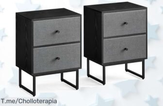 Mesitas de noche Vasagle con dos cajones resistentes y mucho espacio en acabado negro ébano y gris pizarra aprovecha este ofertón con descuento brutal precio loco limitado actúa ya