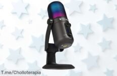 Micrófono USB para juegos Oversteel Elinvar con sonido pro y luz RGB a precio loco descuento brutal nunca visto perfecto para streaming corre que vuelan estas unidades