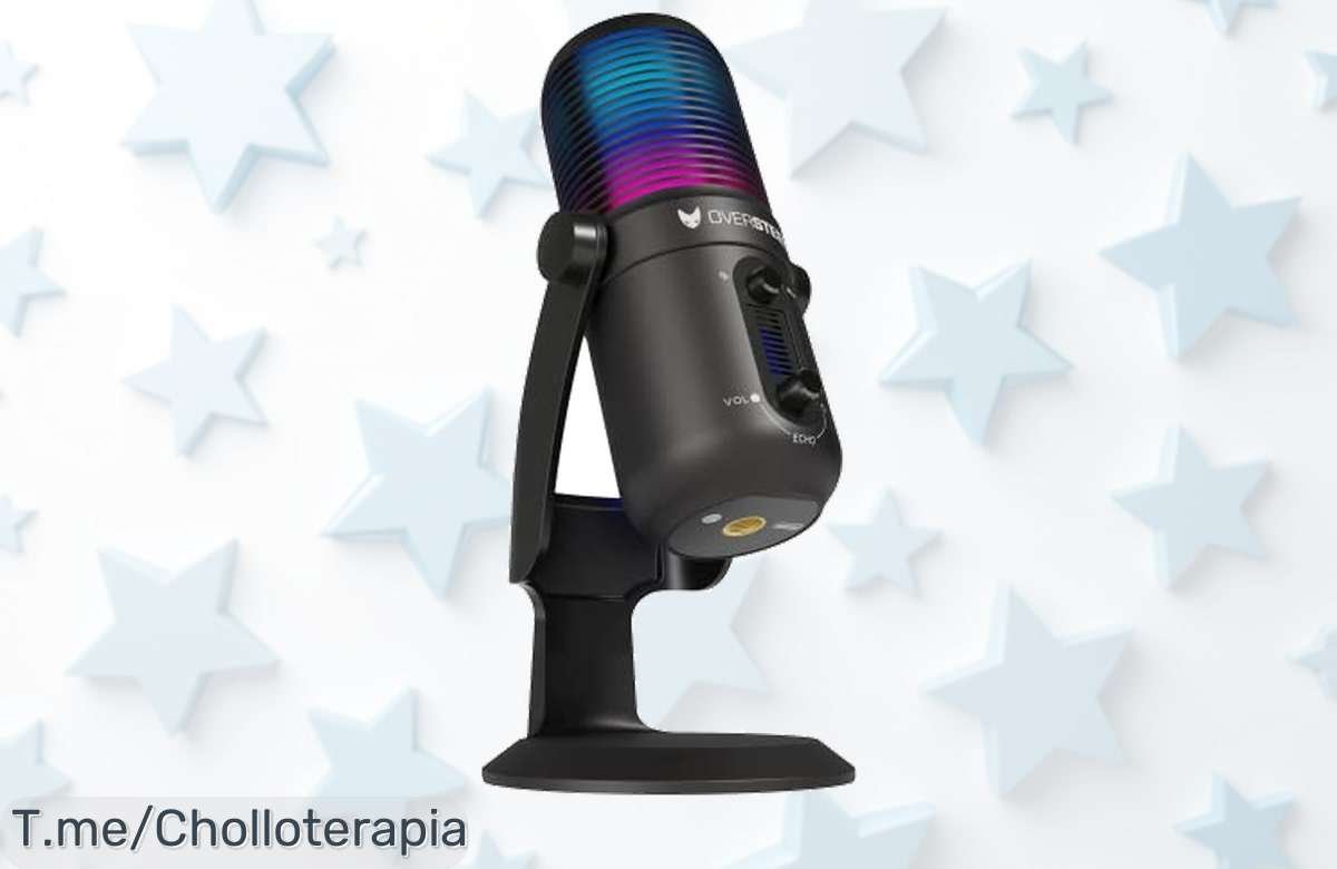 Micrófono USB para juegos Oversteel Elinvar con sonido pro y luz RGB a precio loco descuento brutal nunca visto perfecto para streaming corre que vuelan estas unidades