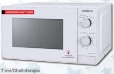 Microondas Corberó 20L y 700W con control fácil hasta 35 min, descongela sin perder sabor en un ofrecón de precio loco que vuela ¡compra ya!