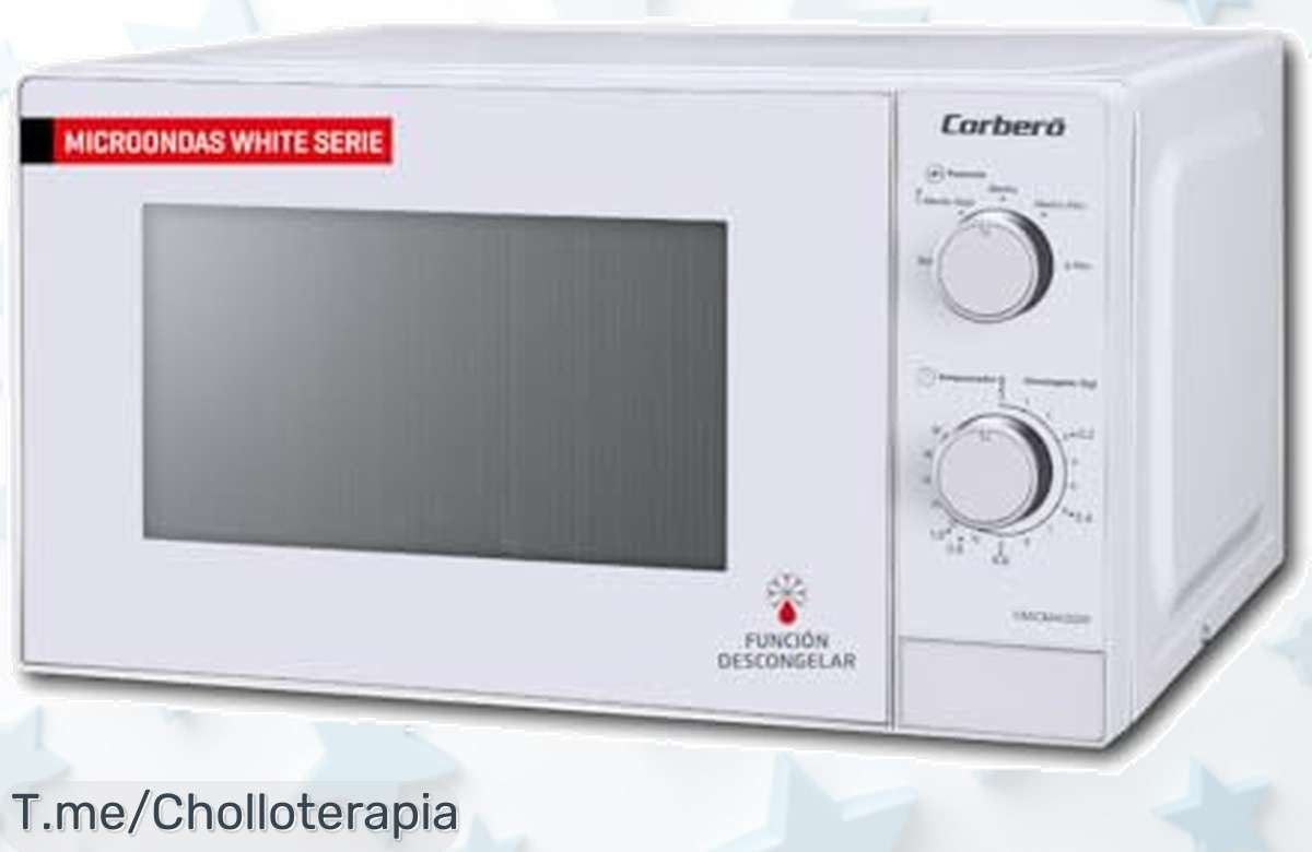 Microondas Corberó 20L y 700W con control fácil hasta 35 min, descongela sin perder sabor en un ofrecón de precio loco que vuela ¡compra ya!