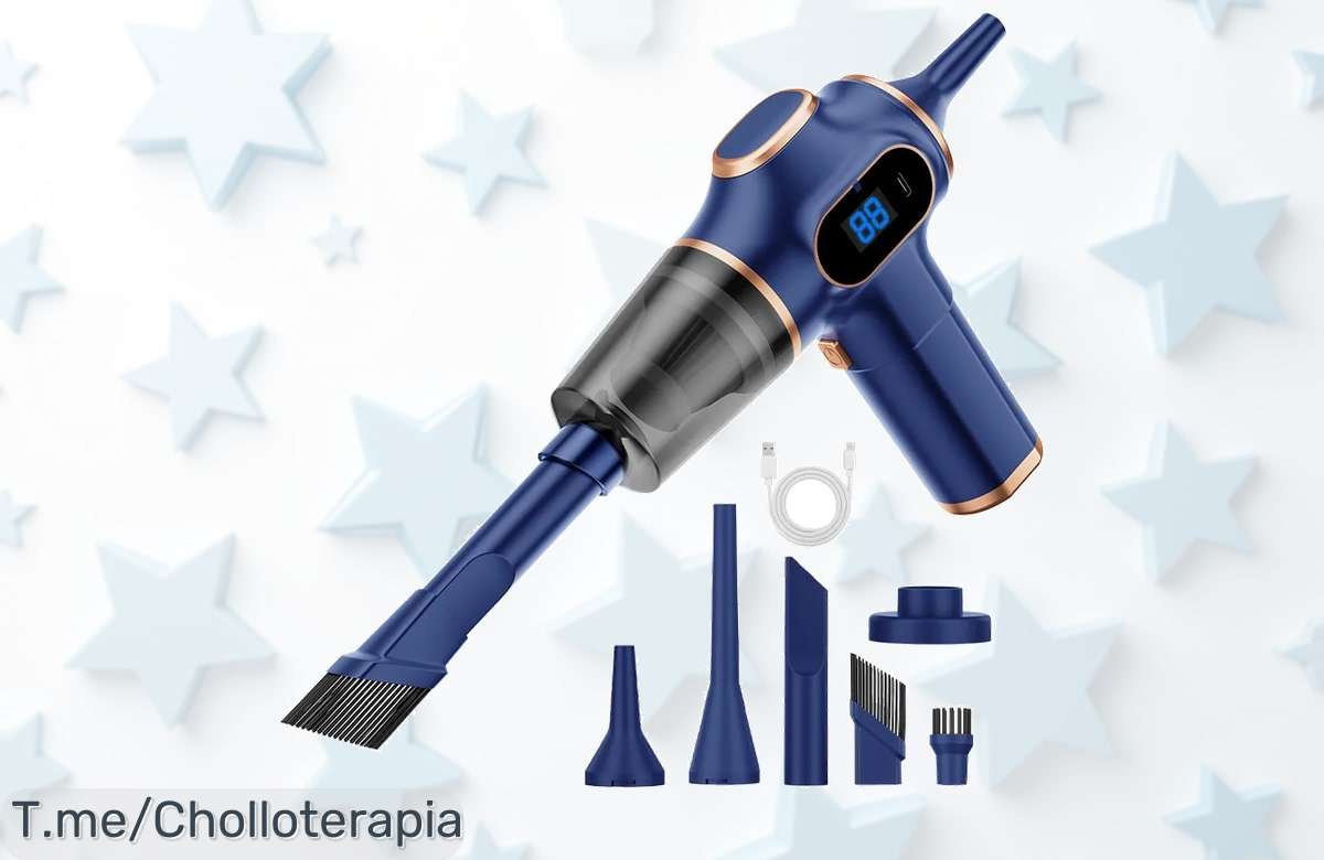 Mini aspiradora inalámbrica con súper potencia para coche y hogar limpieza exprés y eficaz aprovecha este super chollo con descuento brutal de precio loco oferta nunca vista ¡compra ya antes que se acaben!