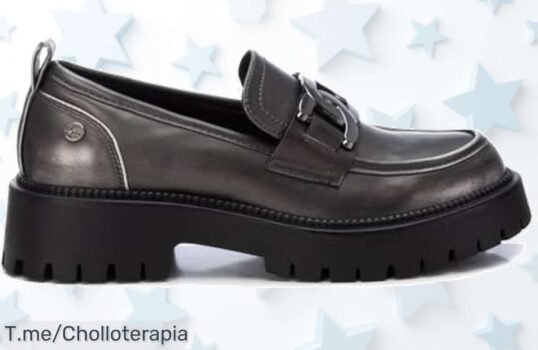 Mocasines mujer plomo con cadena única y suela antideslizante un super chollo XTI con descuento brutal precio de ganga nunca visto ¡aprovecha ya antes que vuelen!