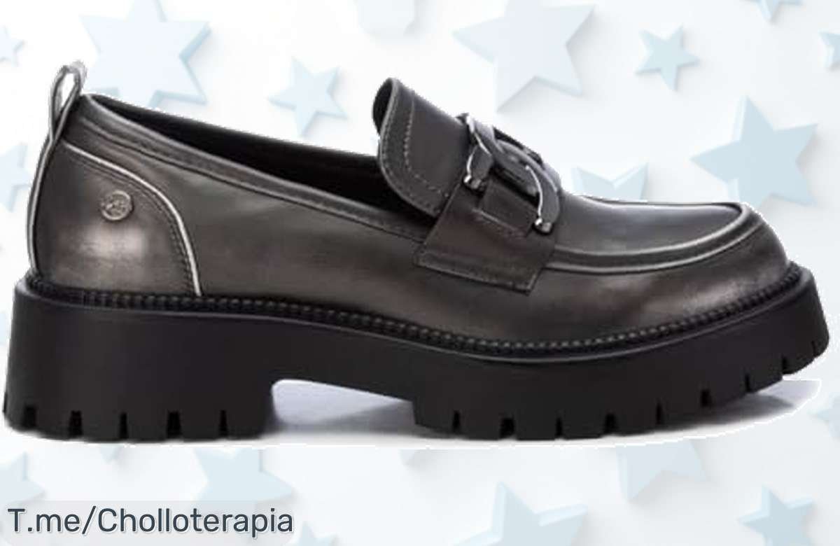 Mocasines mujer plomo con cadena única y suela antideslizante un super chollo XTI con descuento brutal precio de ganga nunca visto ¡aprovecha ya antes que vuelen!