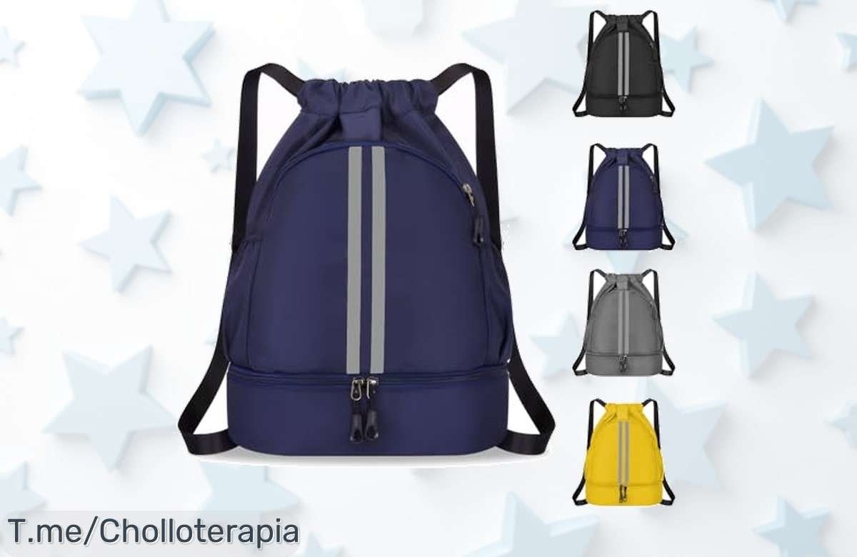 Mochila cuerda súper espaciosa con tiras reflectantes para tu seguridad y dos bolsillos laterales aprovecha este ofertón único con descuento brutal que vuela rápido ¡no lo dejes escapar!