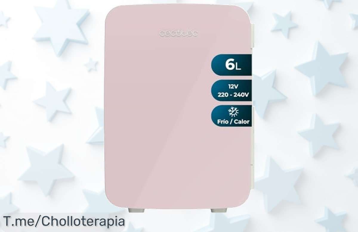Nevera pequeña Cecotec Bolero MiniCooling 6L Bahamas Pink con función frío y calor un ofertón de nevera versátil al precio loco nunca visto corre que vuelan