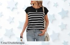 Niwicee camiseta de rayas con hombros alargados diseño fresco que marca estilo precio loco y descuento brutal aprovecha este ofertón único antes que desaparezca compra ya