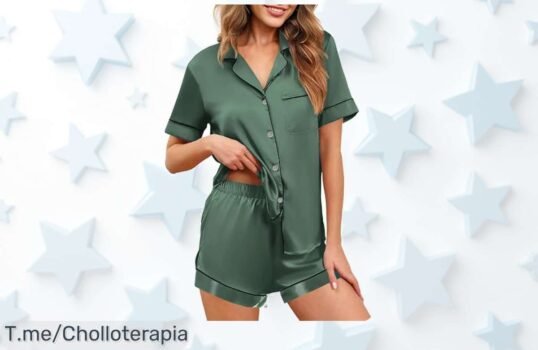 Nland pijama de satén verano mujer botones y bolsillos con descuento brutal ideal para noches frescas aprovecha este ofertón nunca visto precio loco ¡corre que vuelan!