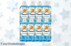 Pack 8 botellas Mimosín azul vital fresh con extra fragancia y suavizante concentrado disfruta de hasta 448 dosis en un precio loco nunca visto aprovecha este super chollo ya