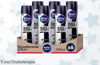 Pack ahorro de 6 sprays NIVEA MEN Black & White invisible con descuento brutal que vuela precio loco único oferta nunca vista aprovecha ya antes que acabe