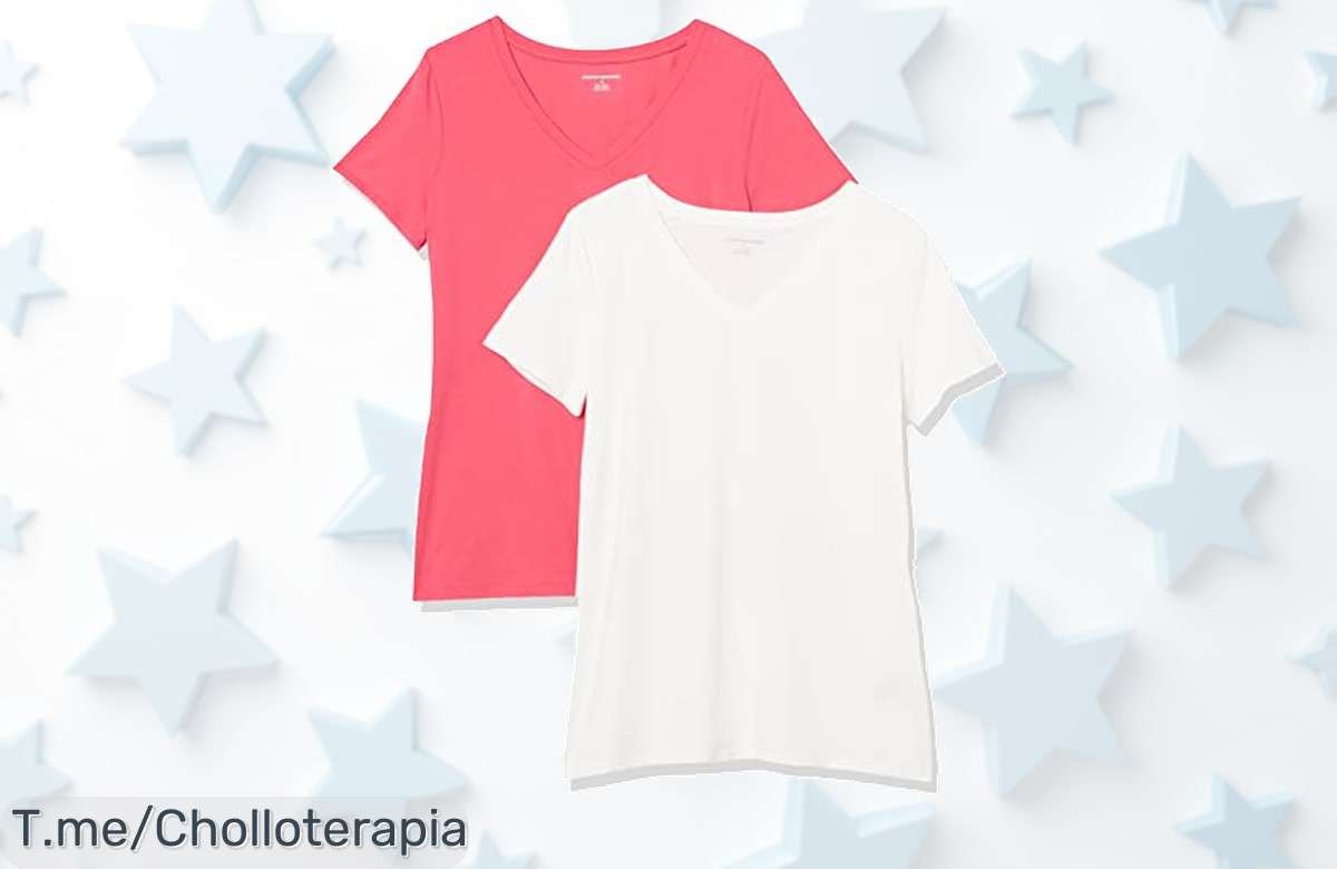 Pack de 2 camisetas Amazon Essentials con tela súper suave y corte perfecto descuento brutal que no verás nunca más aprovecha este super chollo antes que se acabe